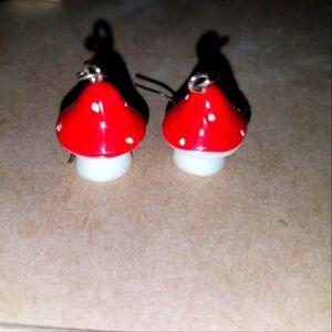 Red Mushroom Sterling Silver Earrings